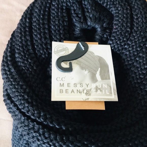 C.C. Black Beanie Cap with Tail - Picture 8 of 11